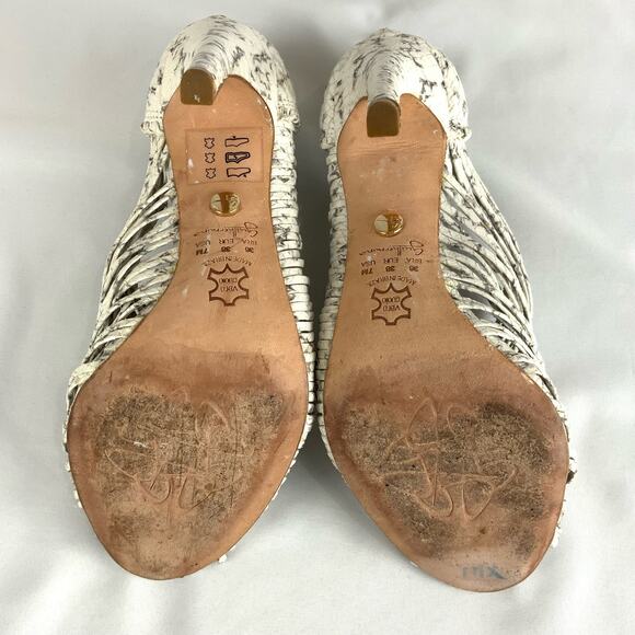 Anthropologie Guilhermina Muara Strappy Heeled Sandals White Snake Womens Size 7 - Picture 6 of 7